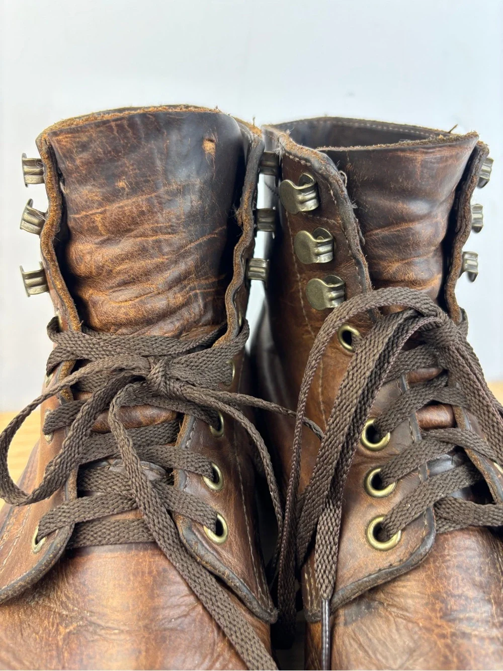 Jim Green 719 Men's 8-8.5 Brown Durable Leather Lace-Up Work Boots
